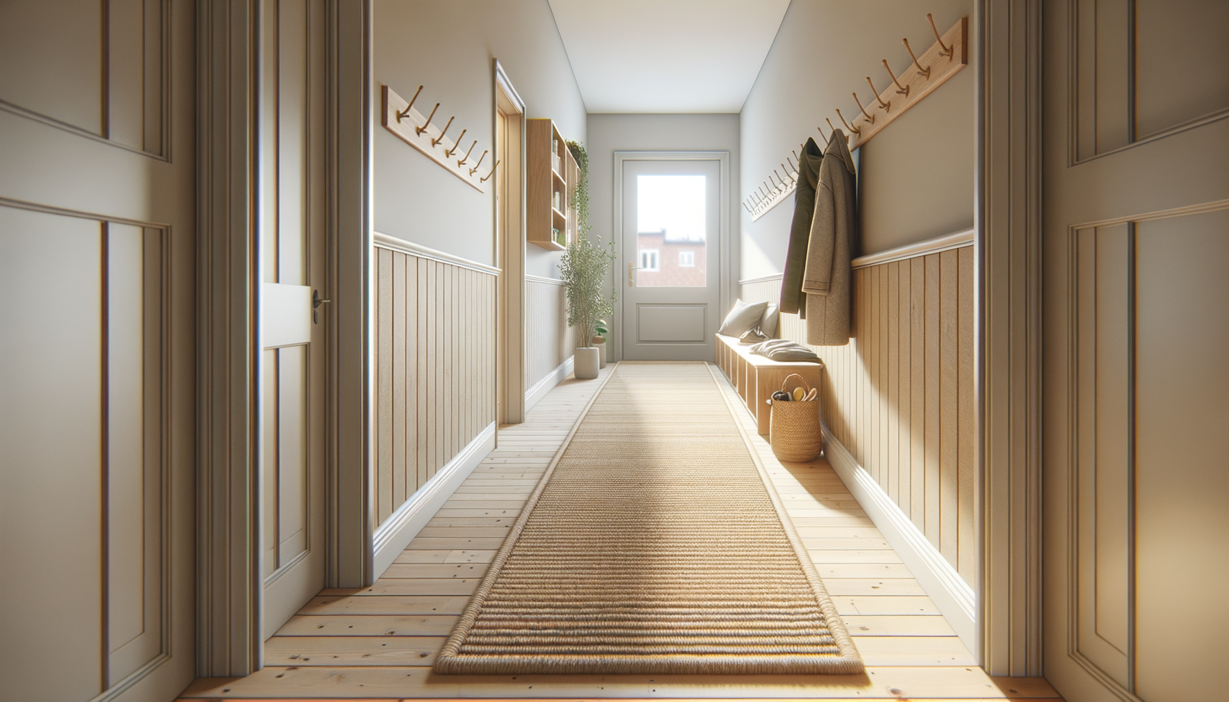 Gångmatta i hall – 80x250 cm hallmatta centrerad i entré med skoförvaring